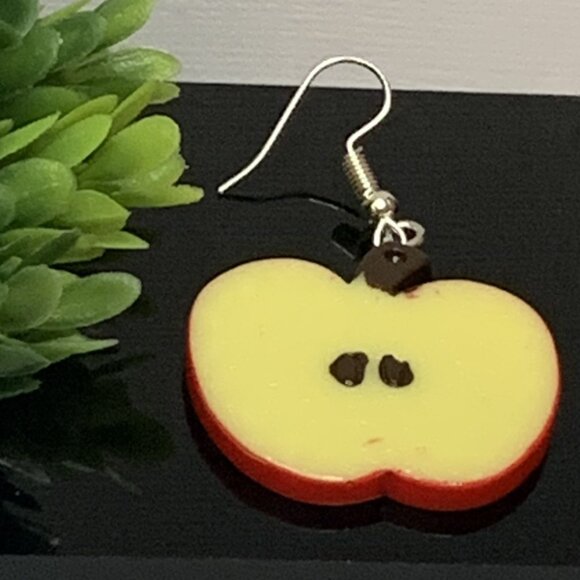 Apple Earring, Fruit Earring, Teacher Earring, Funny Food Earring, Educator Gift - Picture 4 of 6